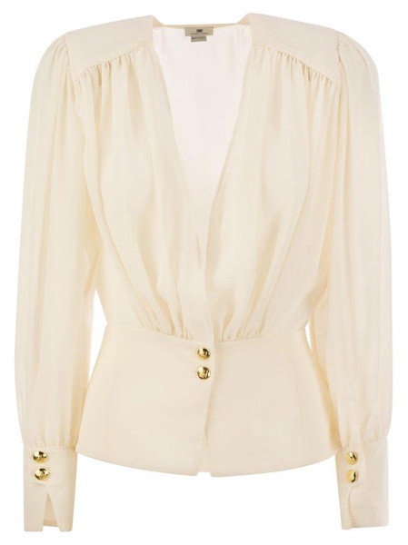 Elisabetta Franchi Georgette Blouse With Basque