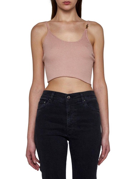 Amiri Logo Plaque Rib-Knit Cropped Top