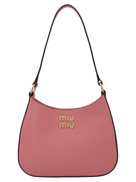 Miu Miu Logo Plaque Zipped Hobo Shoulder Bag