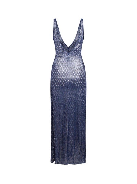 Missoni Crochet-Knitted Plunging V-Neck Maxi Dress