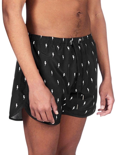 Neil Barrett Small Thunderbolt Print Swim Shorts