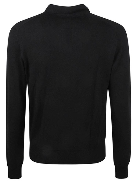 Lanvin Long-Sleeved Ribbed Polo Shirt