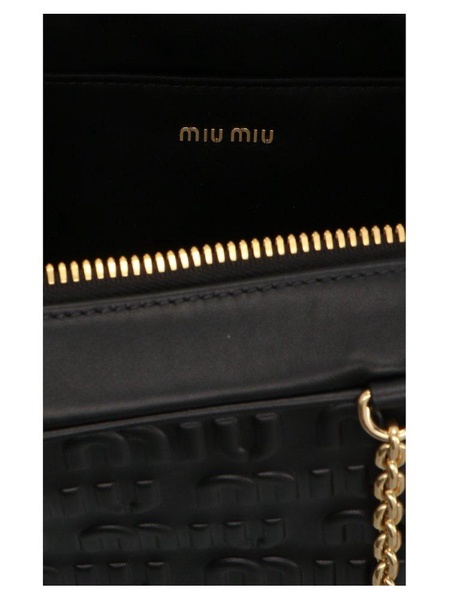 Miu Miu Allover Logo Zipped Shoulder Bag