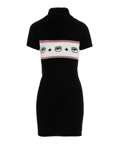 Chiara Ferragni Logo-Intarsia Roll Neck Knitted Dress