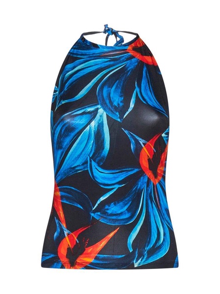 Louisa Ballou Printed High Neck Halter Top