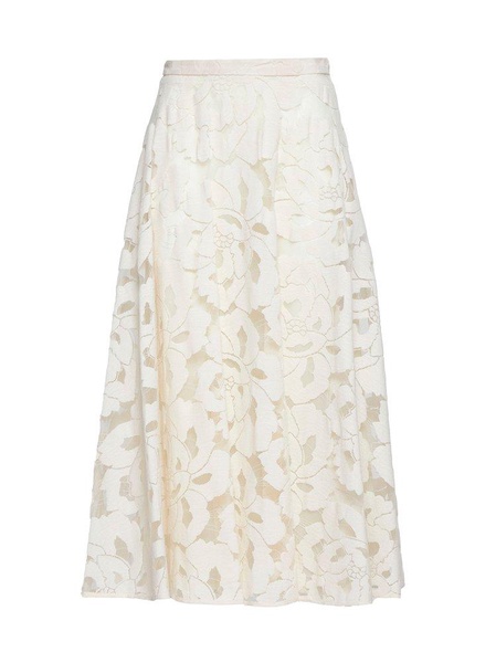 Max Mara Studio High Waist Lace Midi Skirt