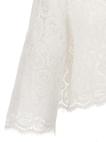 Giambattista Valli Paisley-Pattern Lace-Detailed Cropped Blouse