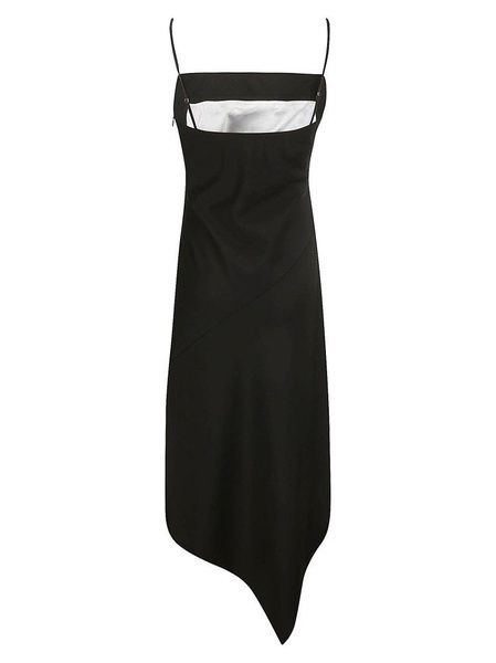 Helmut Lang Square Neck Asymmetric Hem Midi Dress