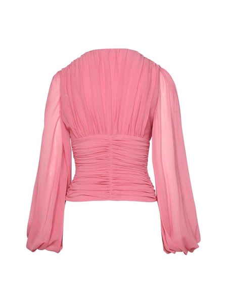 Blumarine Pleated Long-Sleeved Blouse