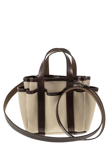 Max Mara Gardenca Basxs Giardiniera Mini Canvas And Leather Tote Bag