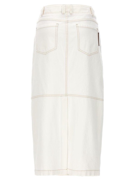 Brunello Cucinelli High-Waist Straight Hem Midi Skirt