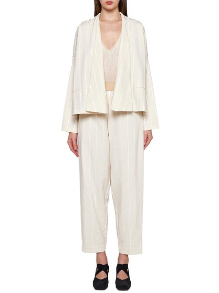 Uma Wang Striped Long-Sleeved Coat