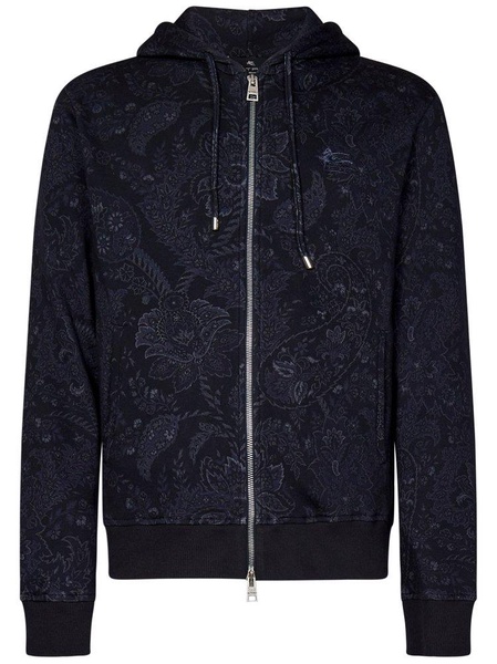 Etro Paisley Printed Drawstring Zip-Up Hoodie