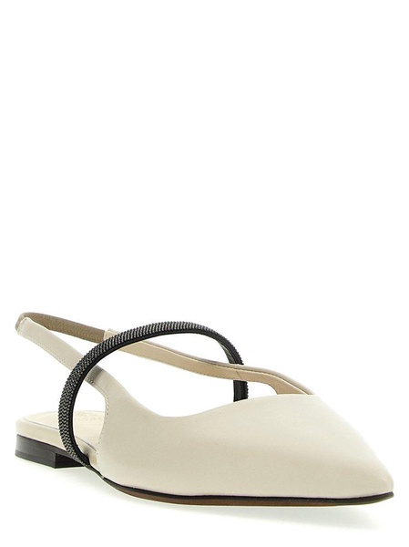 Brunello Cucinelli Leather Slingback Ballet Flat