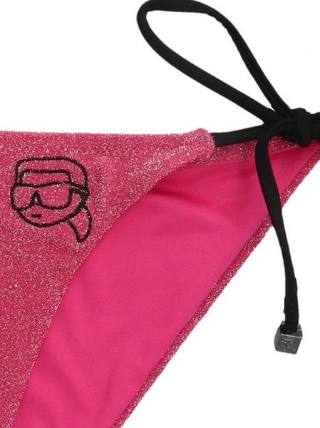 Karl Lagerfeld Logo-Embroidered Glitter Embellished Bikini Bottoms