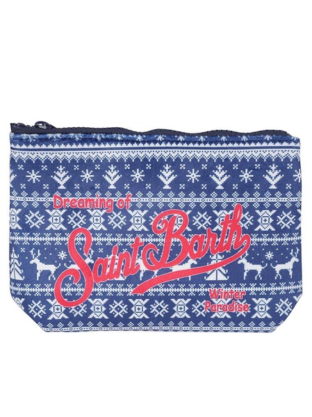 Mc2 Saint Barth Logo Printed Zipped Clutch Bag