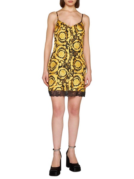 Versace Baroque Pattern Sleeveless Slip Dress