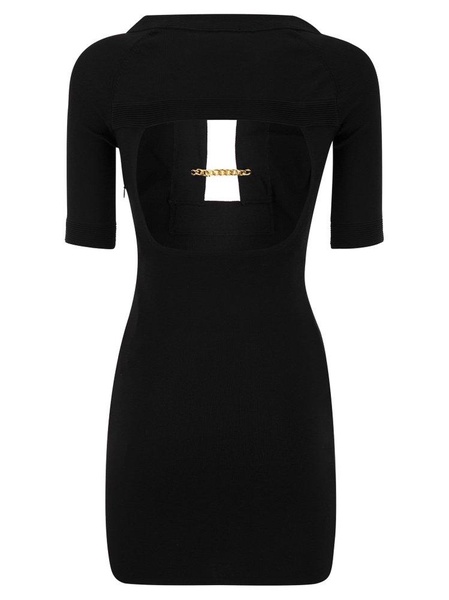 Elisabetta Franchi Shiny Viscose Minidress With Twin Buttons