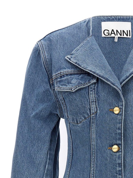 Ganni Tailored Button-Up Denim Blazer