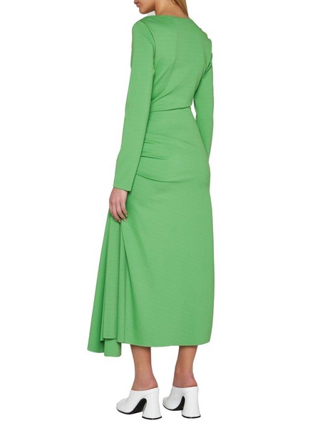 Marni Gathered-Waist Asymmetric Midi Dress