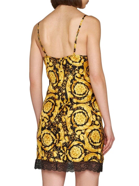 Versace Baroque Pattern Sleeveless Slip Dress