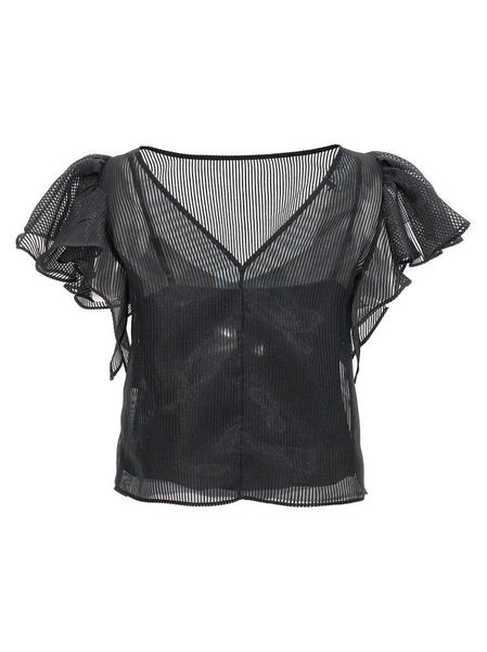 Karl Lagerfeld Ruffled-Trim Straight Hem Blouse