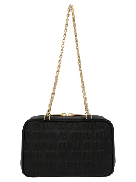 Miu Miu Allover Logo Zipped Shoulder Bag