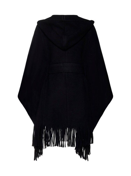 Pinko Fringed Knee-Length Hooded Coat