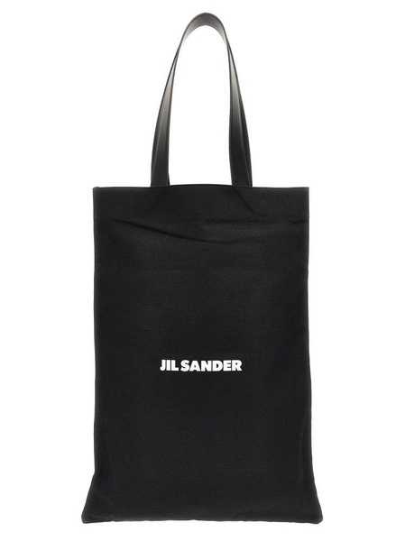 Jil Sander Logo-Print Large Open Top Tote Bag