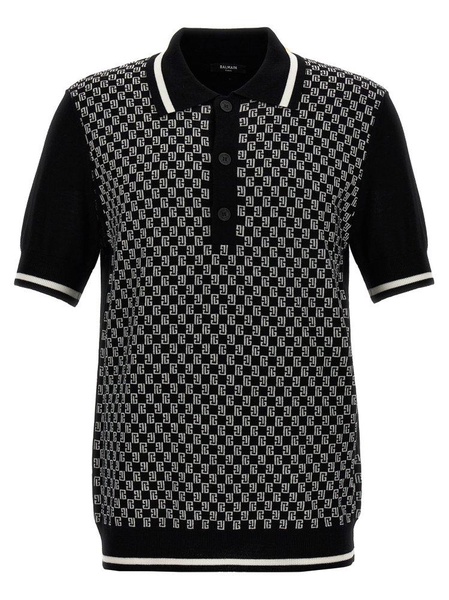 Balmain Mini Monogram Polo Shirt