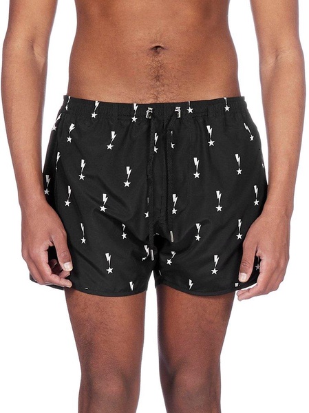 Neil Barrett Thunderbolt Star Print Swim Trunks