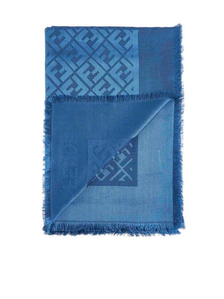 Fendi FF Jacquard Frayed-Edge Scarf