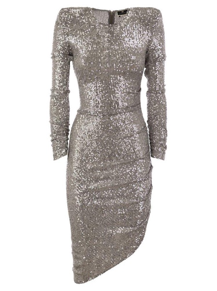 Elisabetta Franchi Sequin Embellished Asymmetric Midi Dress