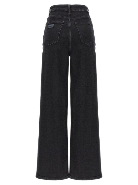 Ganni Logo Patch Wide-Leg Jeans