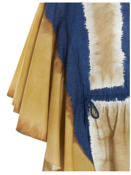 Alberta Ferretti Wide Sleeve Tie-Dye Tunic Dress