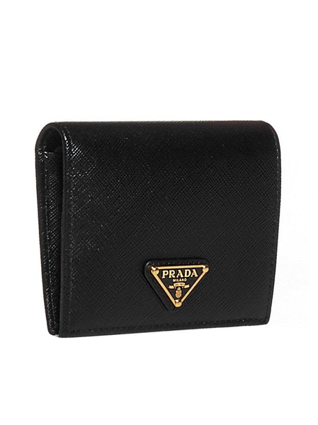 Saffiano Logo Plaque Small Wallet