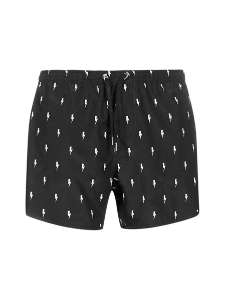 Neil Barrett Small Thunderbolt Print Swim Shorts