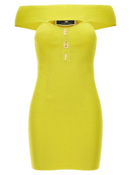 Elisabetta Franchi Logo Lettering Ribbed Mini Dress