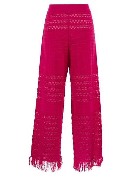 Elisabetta Franchi Lace Stitch Frayed-Hem Trousers