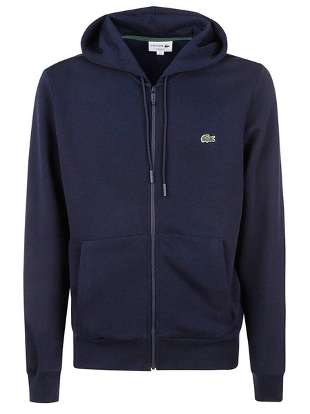 Lacoste Logo Patch Zip-Up Drawstring Hoodie