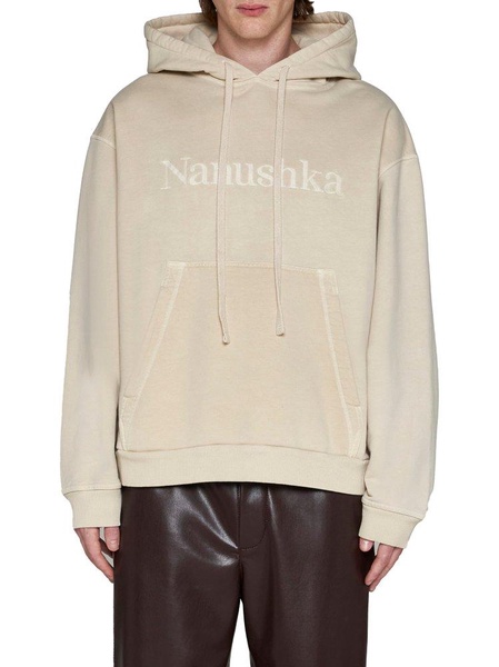 Nanushka Logo-Embroidered Drawstring Hoodie