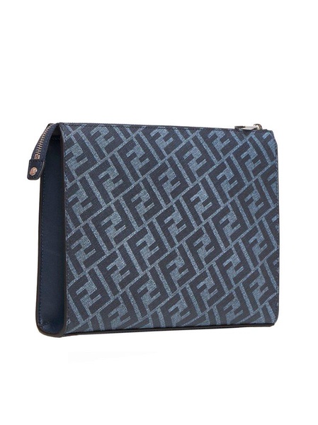 Fendi FF Jacquard Panelled Zipped Clutch Bag