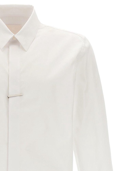 Givenchy Logo Engraved Metal Clip Poplin Shirt