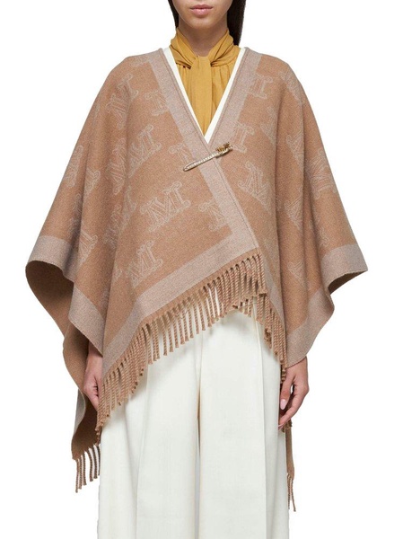 Max Mara All-Over Logo Patterned Fringed Cape