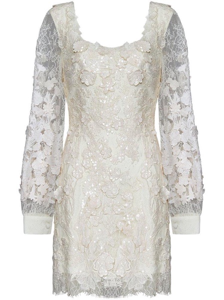 Elie Saab Sequin-Embellished Square Neck Mini Dress