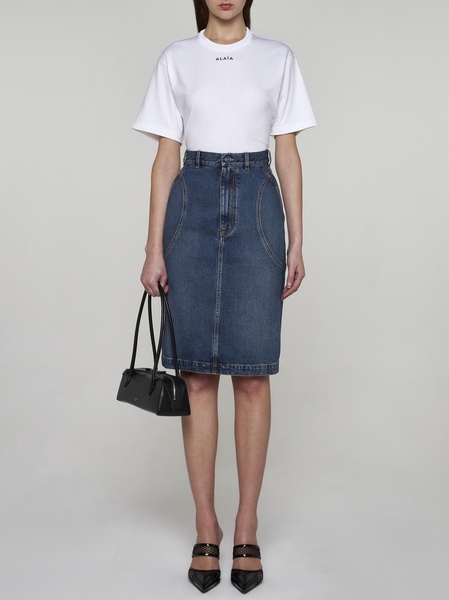 denim midi skirt in seven