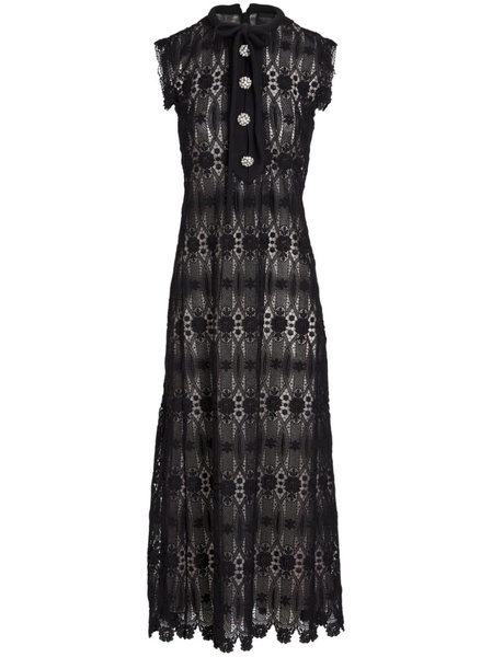 long embroidered macramé dress