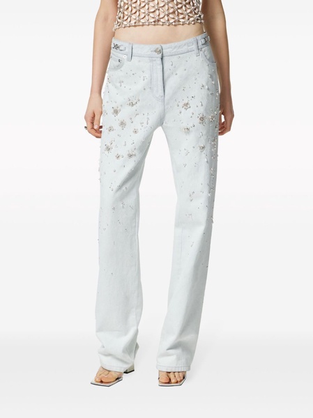 embellished straight-leg jeans