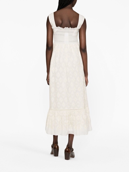 broderie anglaise cotton midi dress