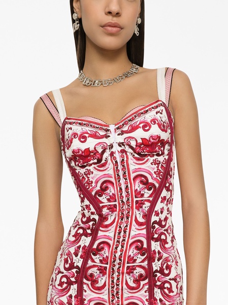 Majolica-print corset dress